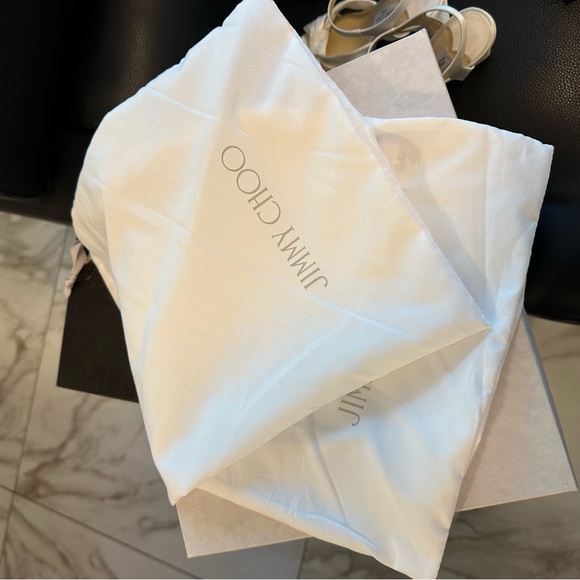 Jimmy Choo Heloise White Satin Platform Heels 120 MM - Picture 10 of 11